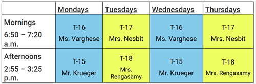 Tutorials Schedule